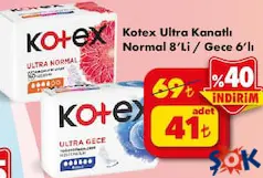 KOTEX ULTRA KANATLI NORMAL 8'Lİ / GECE 8'Lİ HİJYENİK PED KOTEX ULTRA KANATLI NORMAL 8'Lİ / GECE 8'Lİ HİJYENİK PED